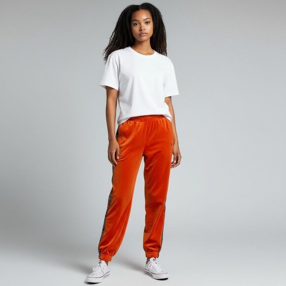 Fiorucci Orange Velvet Logo Sweatpants - Size S - Picture 1 of 7
